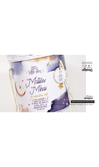 Trusou de botez pentru baieti cu praf de stele auriu, Twinkle Twinkle Little Star  31